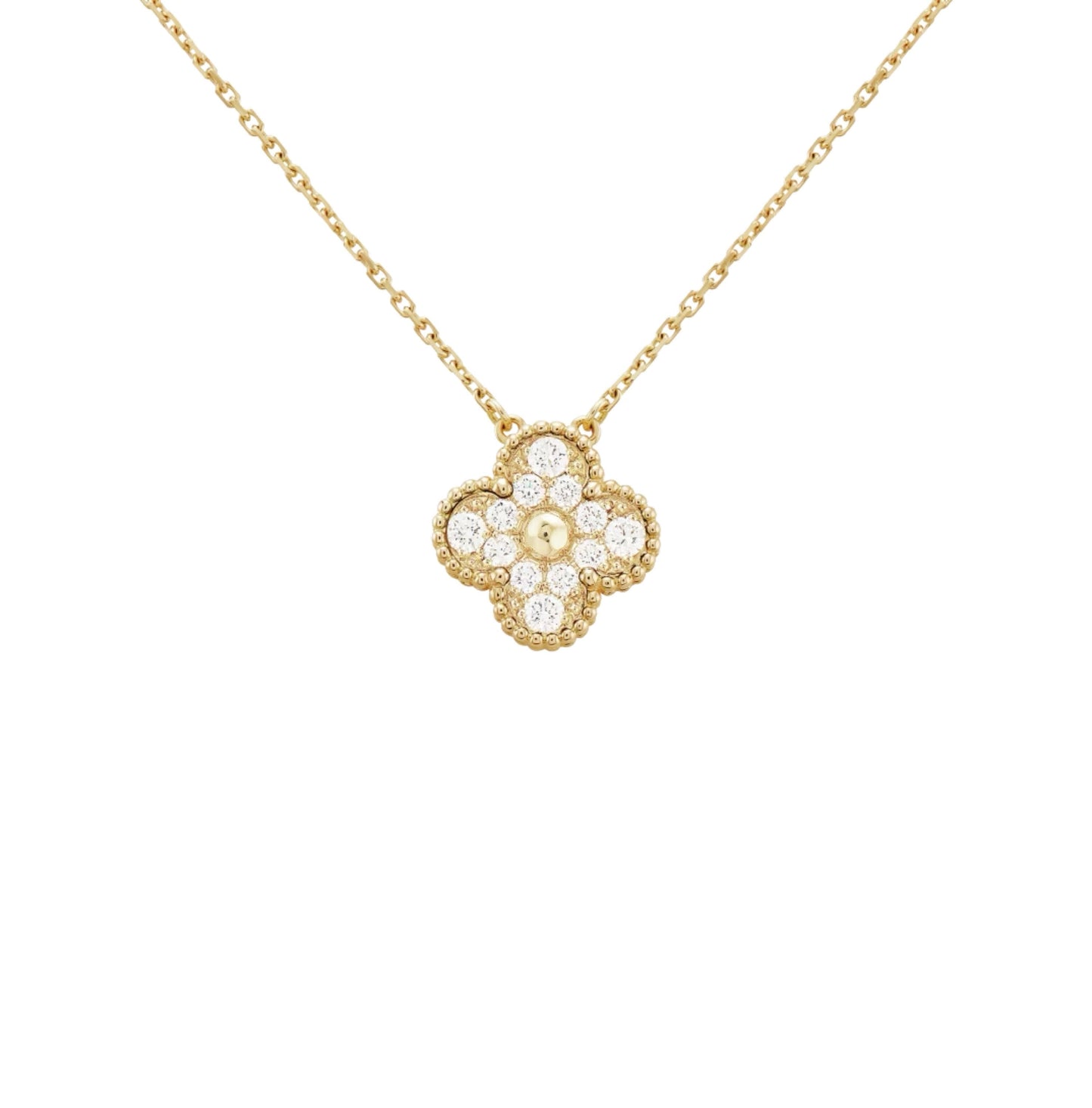 Golden | Klöverhalsband med Diamant