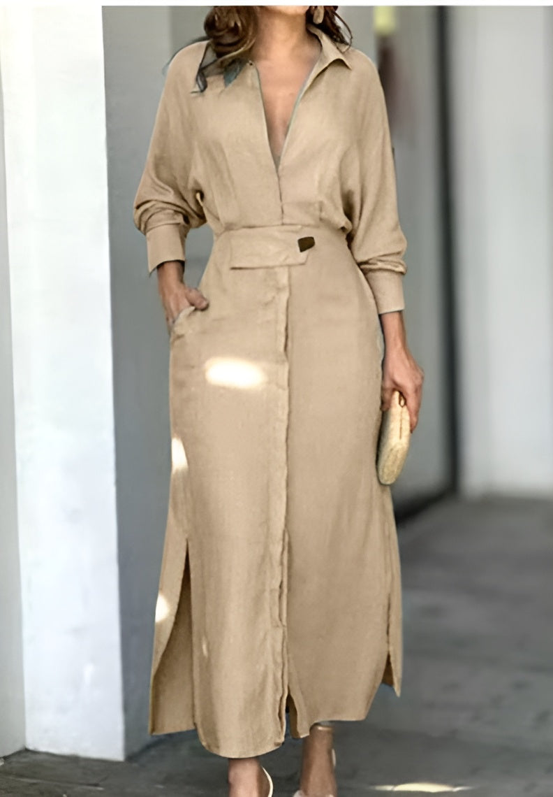 Serena™ | Elegant Shirt Maxi Dress