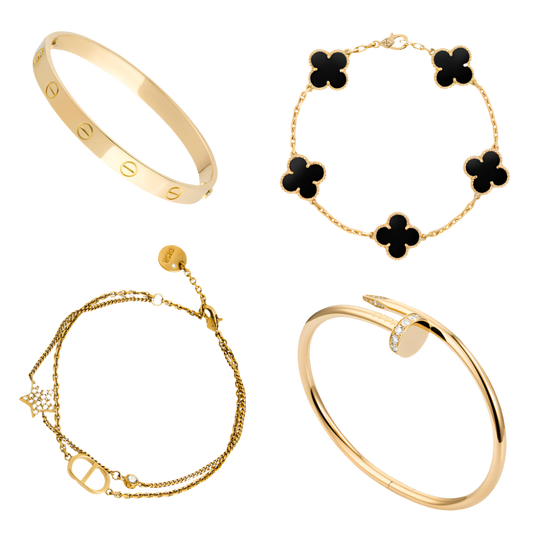 Golden Black Luxe | Stapelbart Armbandset