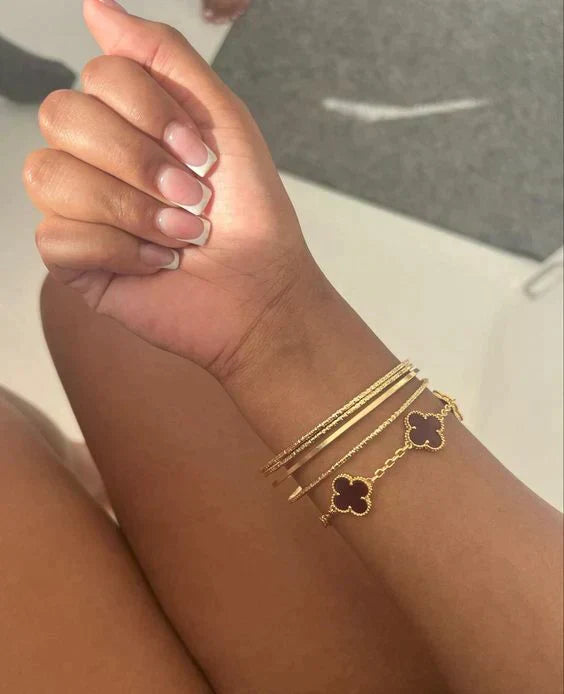 Golden Black | Klöverarmband