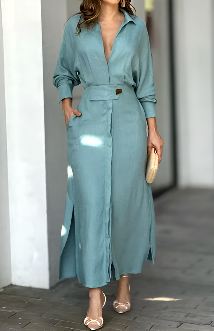 Serena™ | Elegant Shirt Maxi Dress